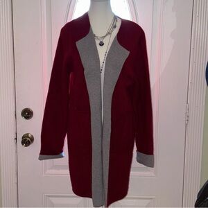 Olivers Women's Cardigan in Deep Red and Soft Gray